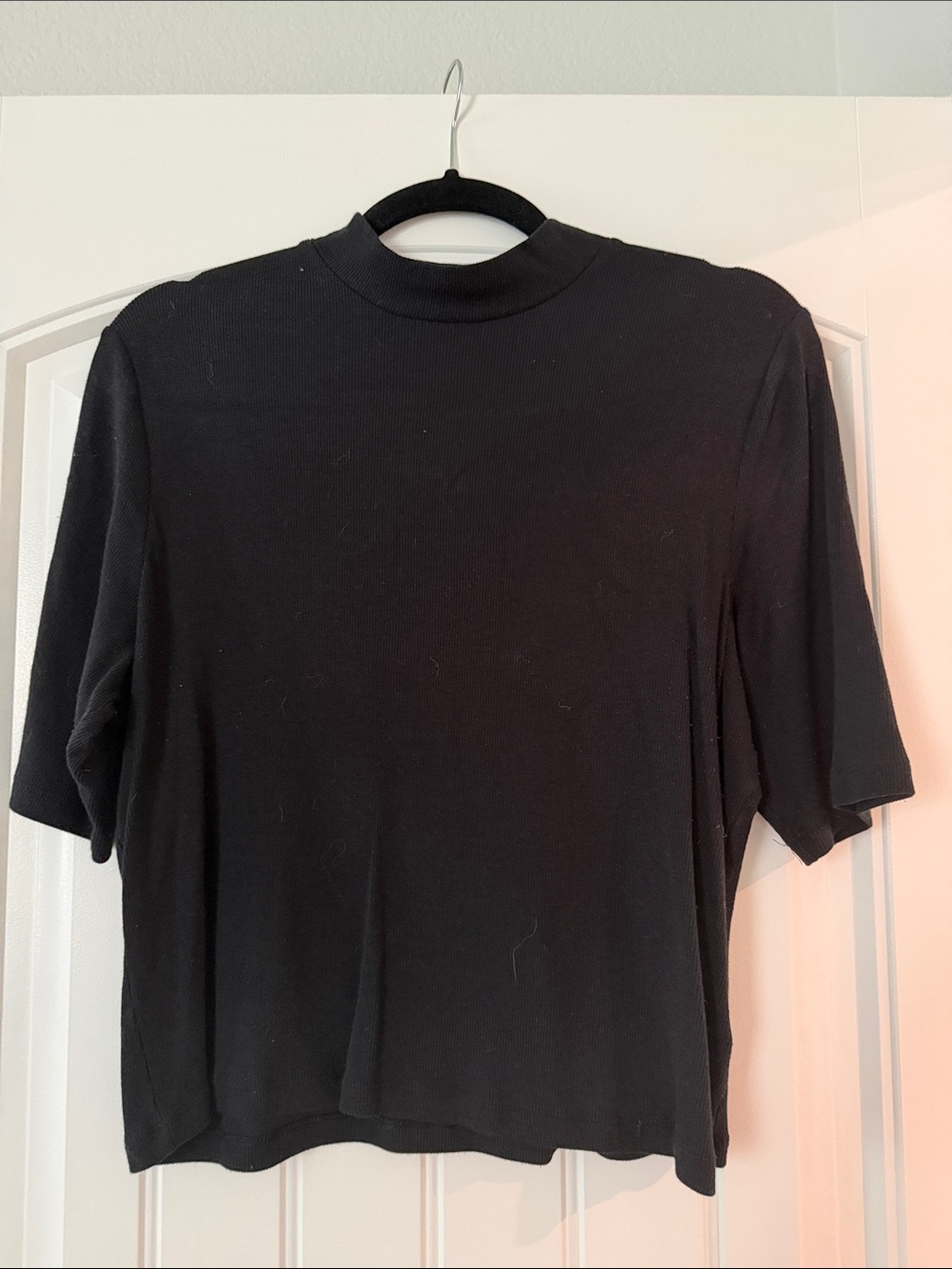 Express Black Mock Neck Short Sleeve Top